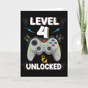 Carte Niveau 4 Débloqué Jeu Vidéo 4ème Anniversaire Game