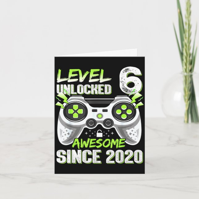 Carte Niveau 6 débloqué jeu vidéo 6e anniversaire garçon (Devant)