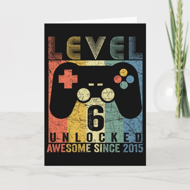 Carte Niveau 6 Déverrouillé Awesome jeu vidéo 6e anniver (Devant)
