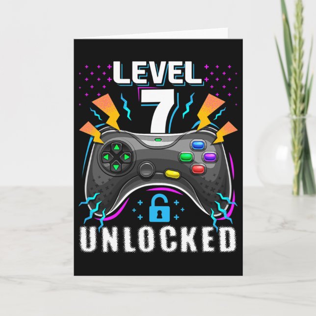 Carte Niveau 7 Débloqué Jeu Vidéo 7ème Anniversaire Game (Devant)