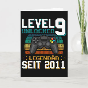 Carte Niveau 9 Débloqué 9e Anniversaire Vidéo Gam 9 Ans