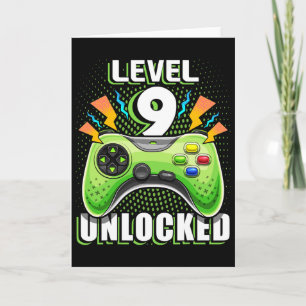 Carte Niveau 9 Débloqué Jeu Vidéo 9e Anniversaire Gamer