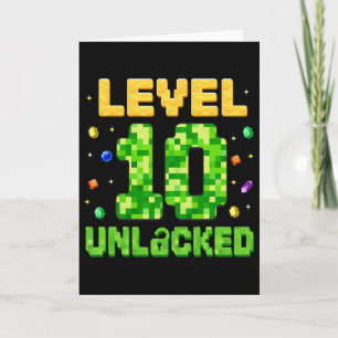 Carte Niveau drôle 10 débloqué 10e anniversaire Gamer Pi
