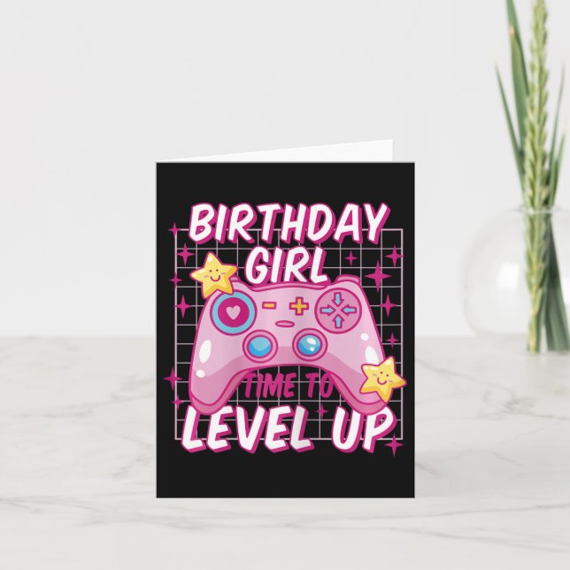 Carte Niveau Fille Déverrouillé Jeu Vidéo Anniversaire C (Devant)