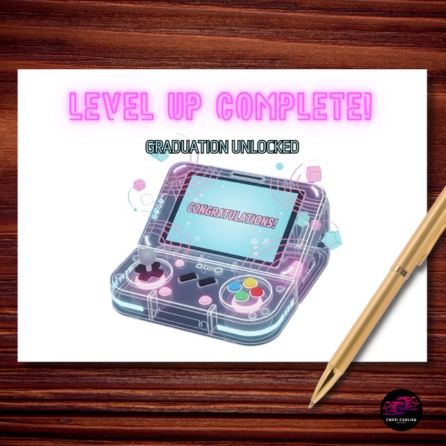 Carte Niveau Supérieur Diplômé Félicitations (Level up complete—graduation unlocked 🎮🎓)