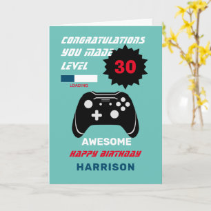 Carte Niveau Up Gamer âge personnalisé Joyeux anniversai