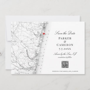 Carte NJ Avon-by-the-Sea Elegant noir blanc QR