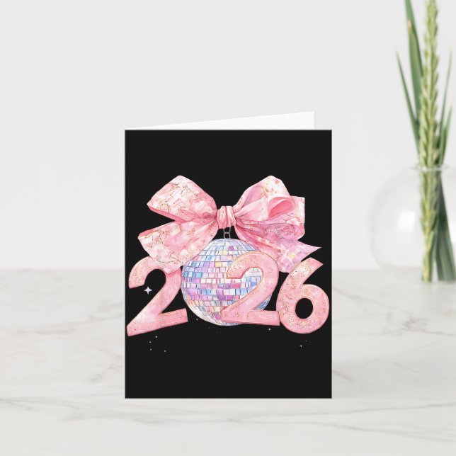 Carte Nk Bow Coquette Boule Disco Bonne Année 2026  (Devant)