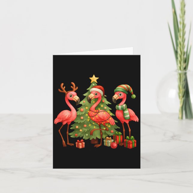 Carte Nk Christmas Flamingos _ Cute Holiday Tree &amp; D (Devant)