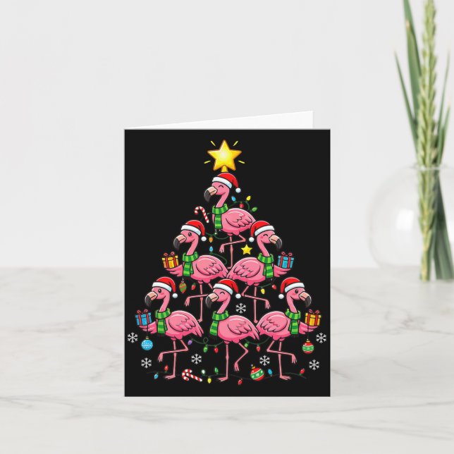 Carte Nk Flamingo Christmas Tree Santa Flamingo Holiday  (Devant)