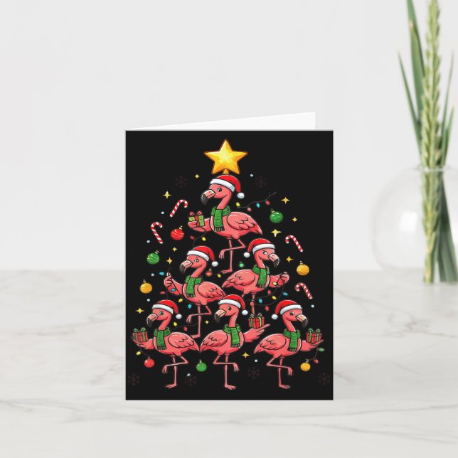 Carte Nk Flamingo Christmas Tree With Santa Hats &amp; H (Devant)
