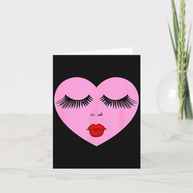 Carte Nk Lady Heart With Eyelashes Valentines Day Kiss  (Devant)