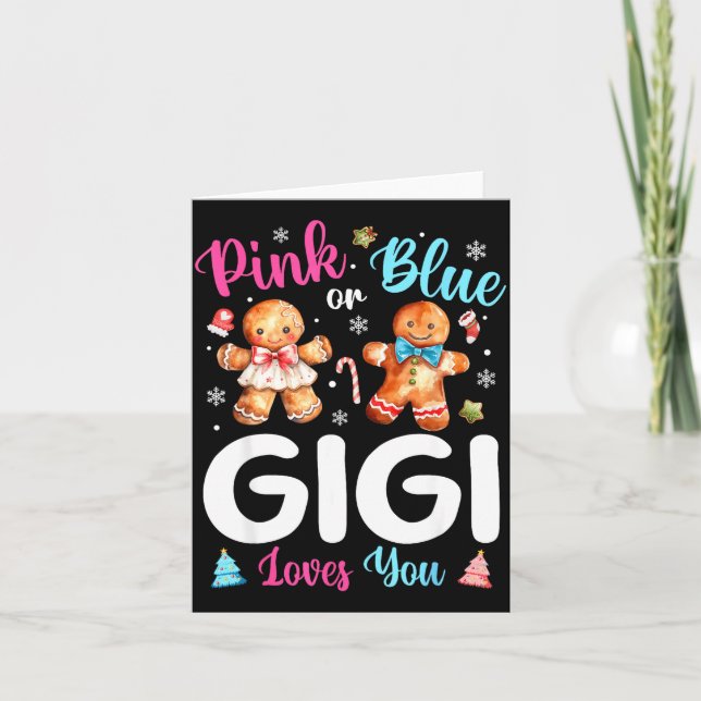Carte Nk Or Blue Gigi Loves You Gender Reveal Christmas  (Devant)