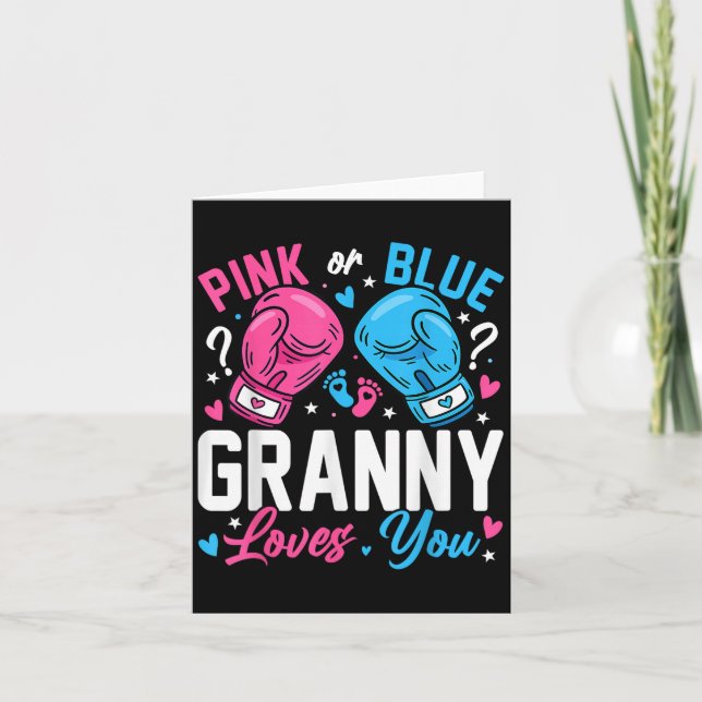 Carte Nk Or Blue Granny Loves You Boxing Gender Reveal  (Devant)