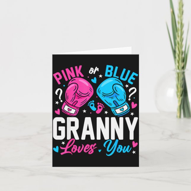 Carte Nk Or Blue Granny Loves You Boxing Gender Reveal  (Devant)