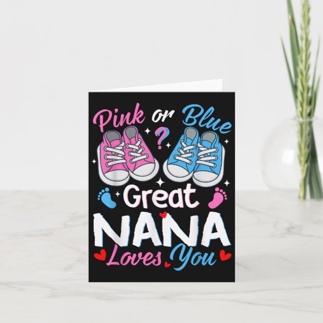 Carte Nk Or Blue Great Nana Loves You Gender Reveal  (Devant)