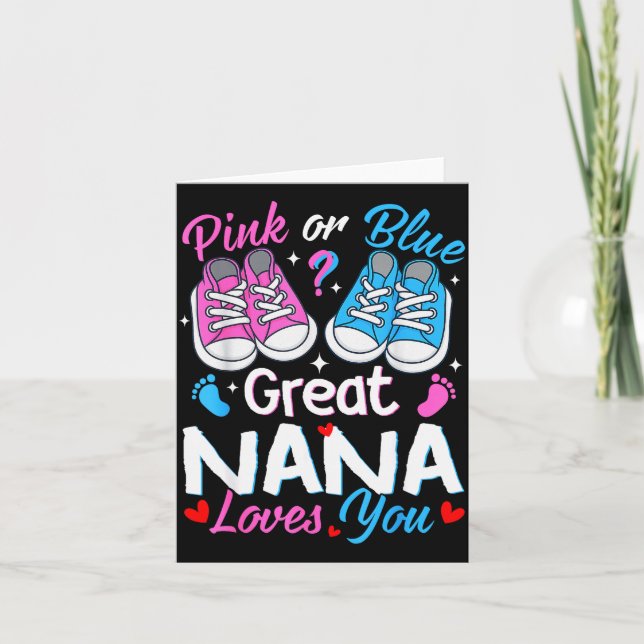 Carte Nk Or Blue Great Nana Loves You Gender Reveal  (Devant)