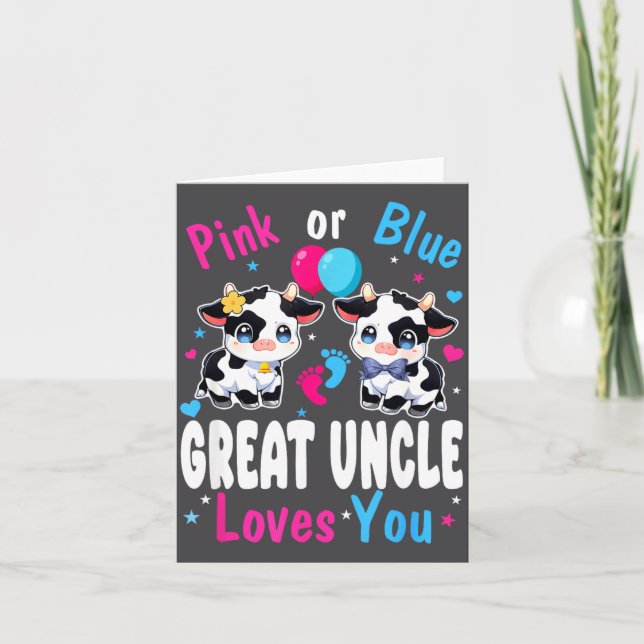 Carte Nk Or Blue Great Uncle Loves You Cow Baby Gender R (Devant)