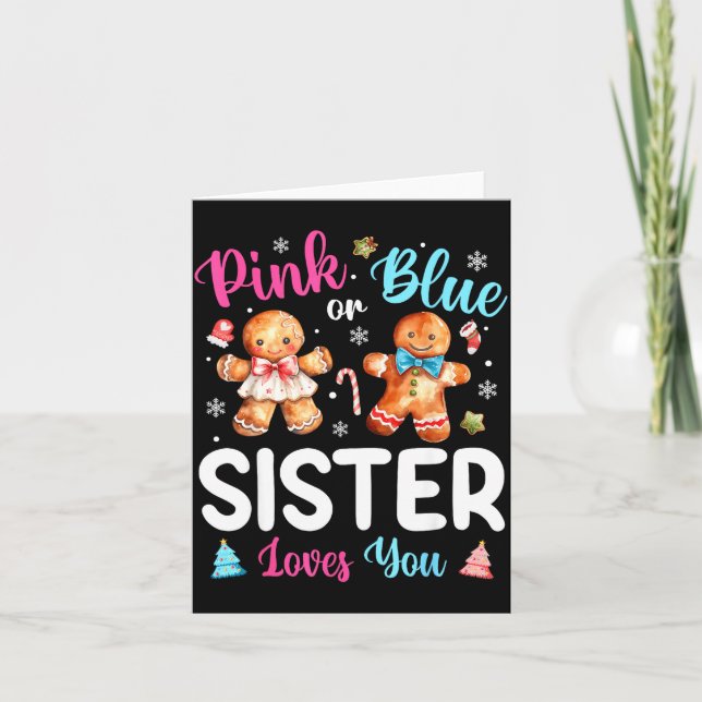 Carte Nk Or Blue Sister Loves You Gender Reveal Christma (Devant)