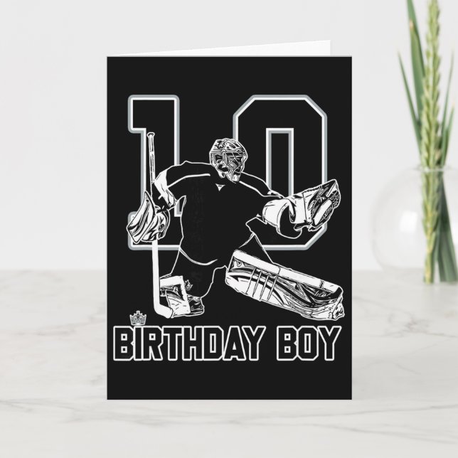 Carte No. 10 Ice Hockey Goalie Happy 10th Birthday Boy  (Devant)