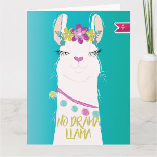 Carte No Drama Llama illustration Monogramme