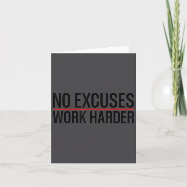 Carte No Excuses Work _ Harder Bodybuilding Gym Motivati (Devant)