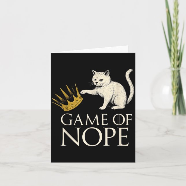 Carte No Kings In America Funny Black Cat Kicking Crown  (Devant)