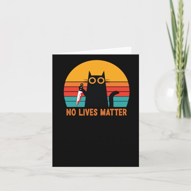 Carte No Lives - Drôle Sticker Halloween Chat (Devant)
