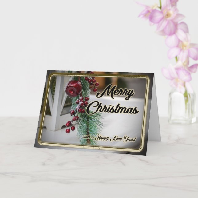 Carte Noble Joyeux Noël avec décoration romantique (Orchidée)