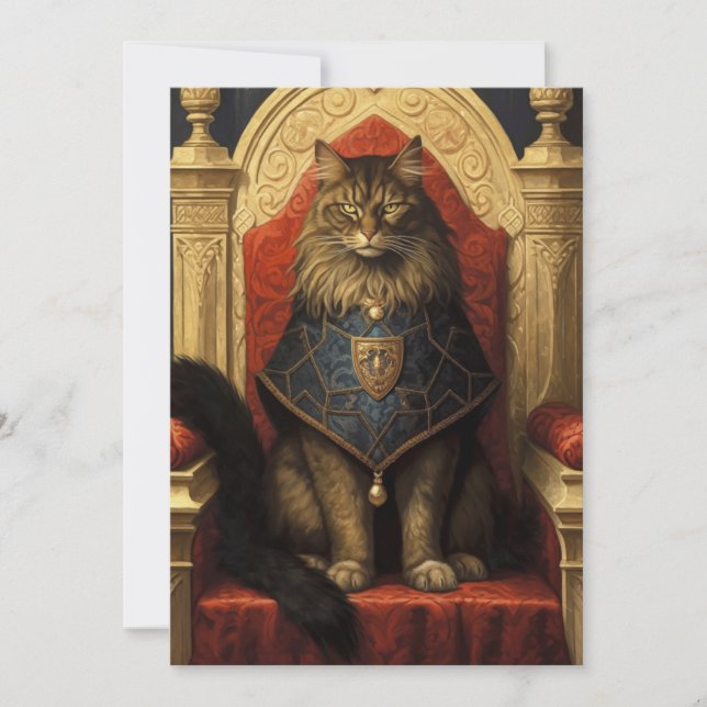 Carte Noble Maine Coon Trône Art Imprimer (Devant)