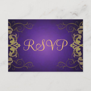 Carte Noble Purple & Gold Scroll RSVP