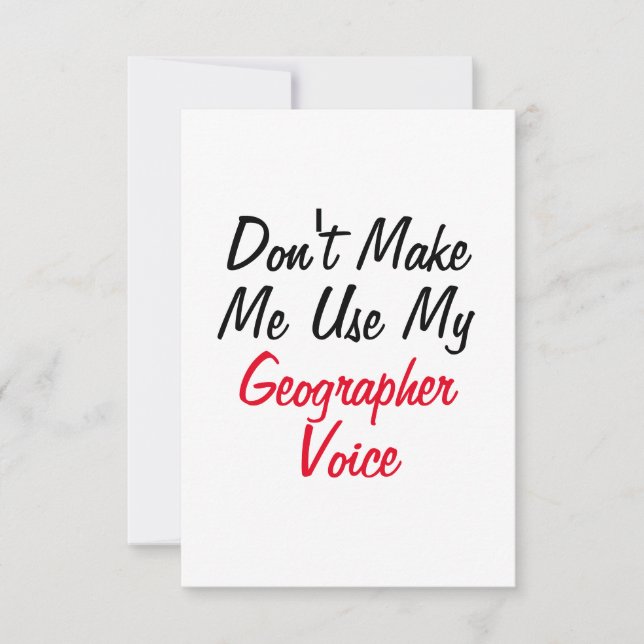 Carte N'obligez pas à utiliser ma voix de géographe  (Devant)