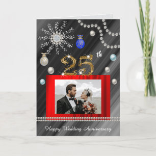 Carte Noces d'argent 25e anniversaire à Noël 2 photos