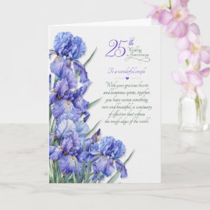 Carte Noces de porcelaine Iris pourpre pour les 25 ans d