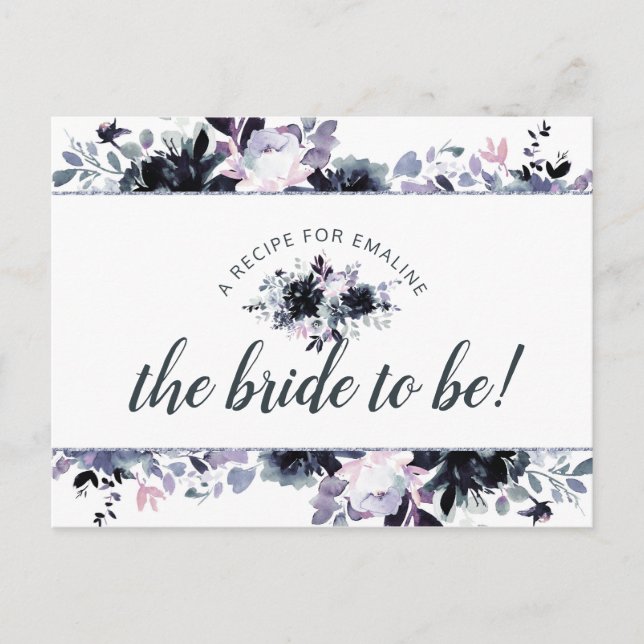Carte Nocturnal Floral Navy Blue Bride to Be Recet (Devant)