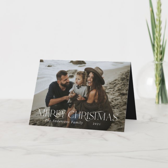 Carte Noël 1 photo botanique floral plié vacances (Devant)