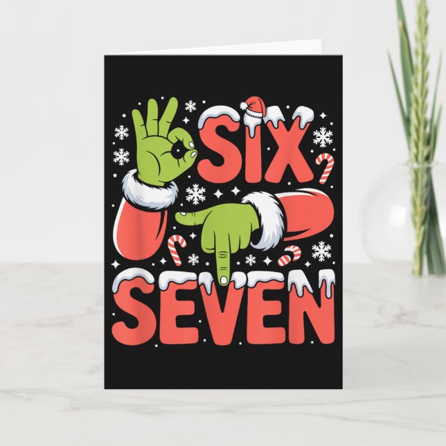 Carte Noël 67 Mème drôle de Noël Six Sept Santa Main  (Devant)