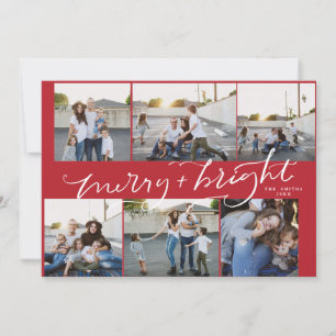 Carte Noël 6 photos Joyeux rouge vif