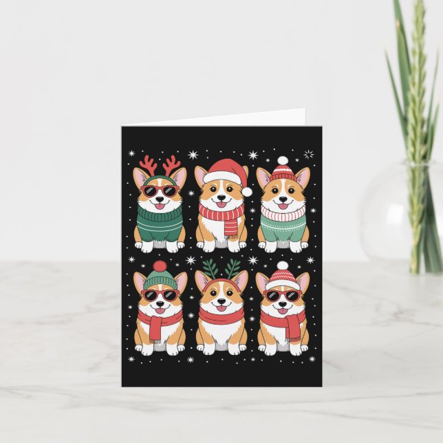 Carte Noël à Corgi Santa Hat (Devant)