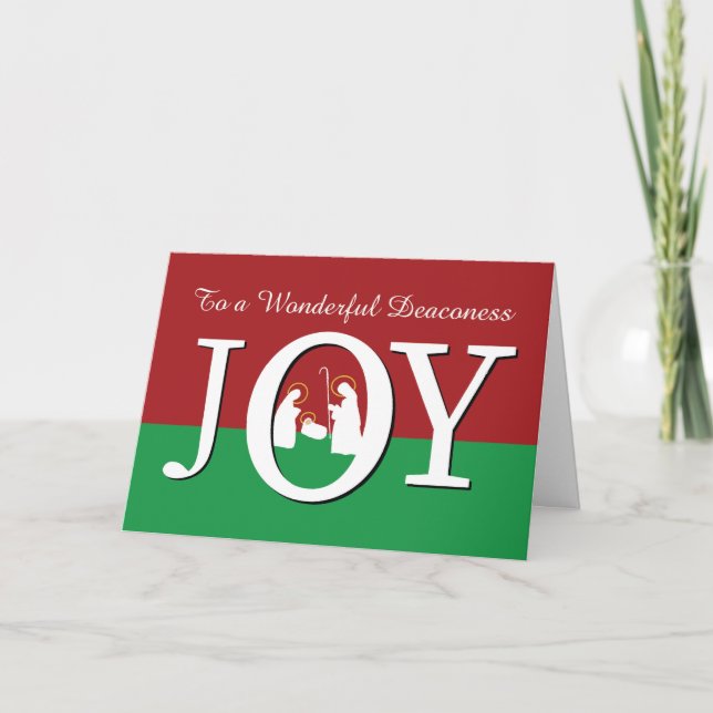 Carte Noël à Deaconess JOIE sur Rouge et Vert (Devant)