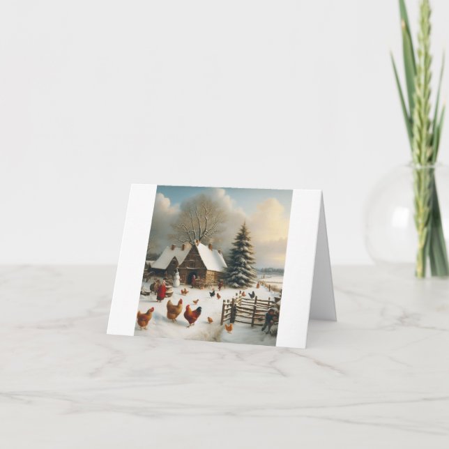 Carte Noël à la ferme de poulet (Devant)