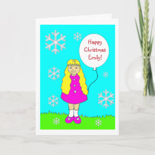 Carte Noël à la petite fille mignonne