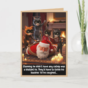 Carte Noël à thème herbe à chat drôle 
