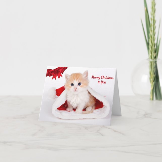 Carte Noël à toi mignon Chat à Santa Hat (Devant)