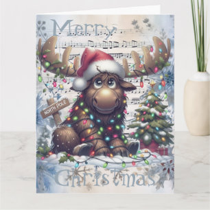 Carte Noël adorable Oie Noël hiver