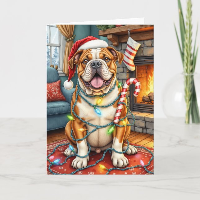Carte Noël American Bulldog Bully Jolly (Devant)