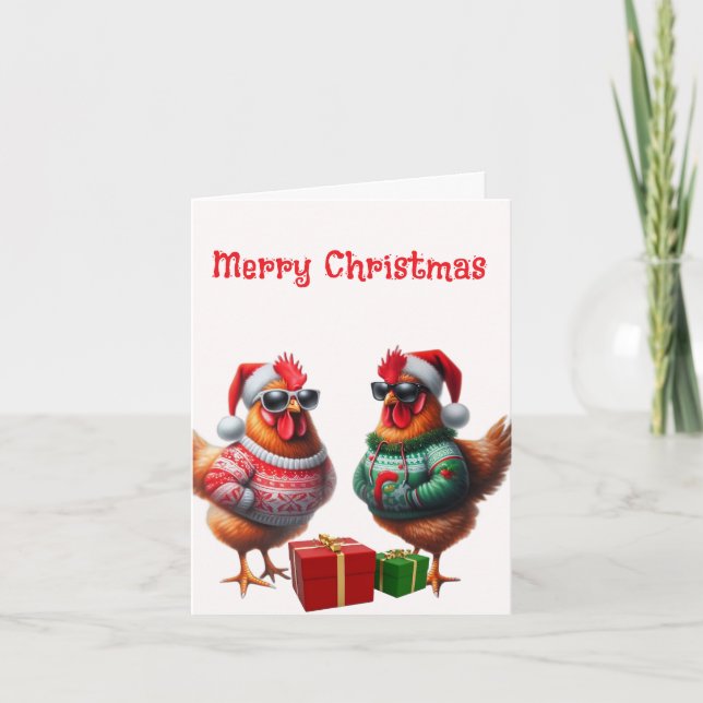 Carte Noël ami poulet (Devant)