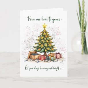 Carte Noël amusant de notre maison à vos lumières des ar