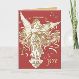 Carte Noël Angel Rouge Gold Vintage