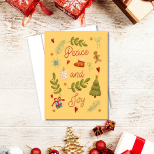 Carte Noël aquarelle Paix et Joie